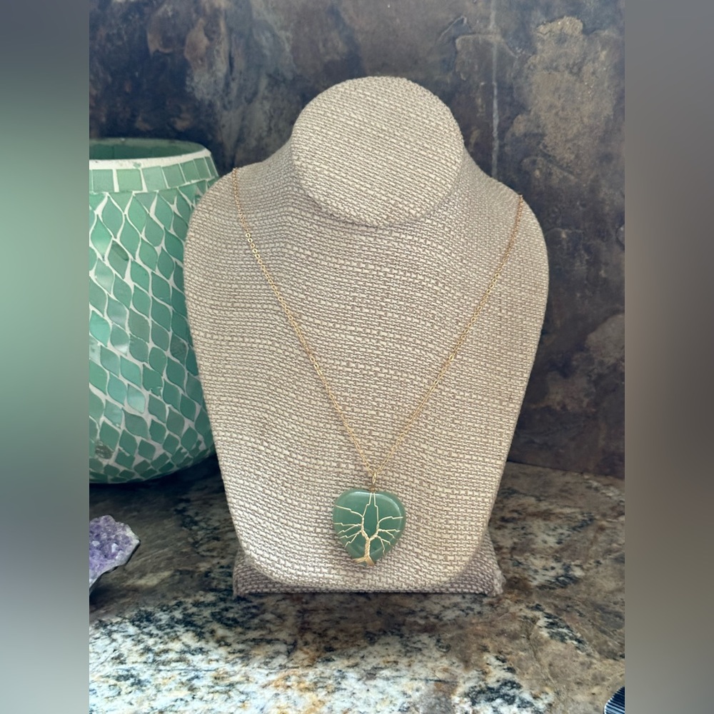 Gold Wire Wrapped Aventurine Necklace